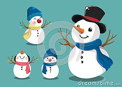 Cute snowman set for christmas Vector Illustration