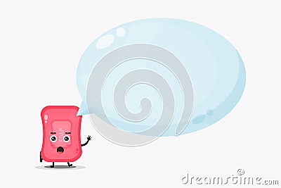 Cute soap mascot with bubble speech Vector Illustration