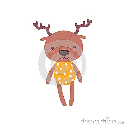 Cute soft baby deer plush toy, stuffed cartoon animal vector Illustration Vector Illustration