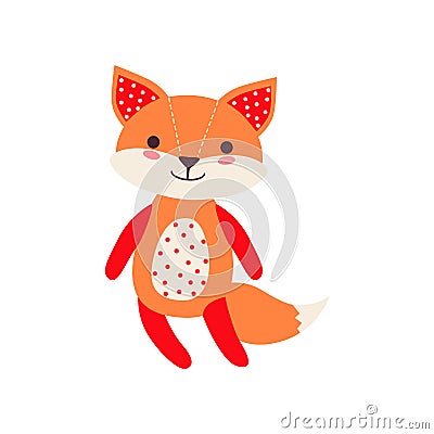 Cute soft fox pup plush toy, stuffed cartoon animal vector Illustration Vector Illustration