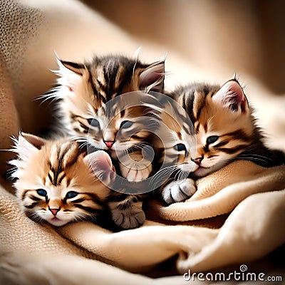 Cute soft kittens - ai generated image Stock Photo