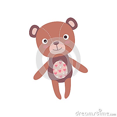 Cute soft teddy bear plush toy, stuffed cartoon animal vector Illustration Vector Illustration