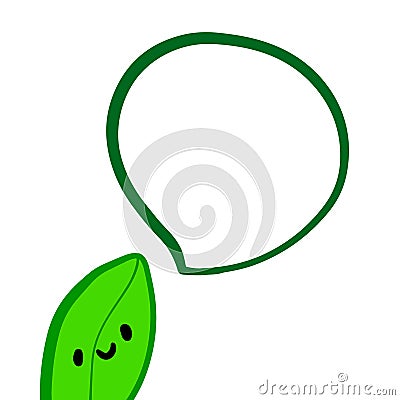 Cute spinach leaf and speech bubble hand drawn illustration in cartoon style Cartoon Illustration