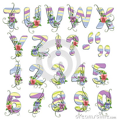 Cute spring alphabet Vector Illustration