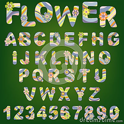 Cute spring alphabet Vector Illustration