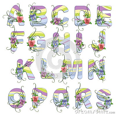 Cute spring alphabet Vector Illustration