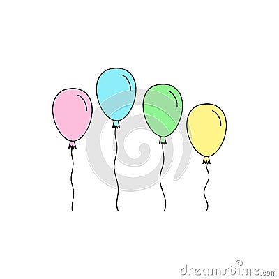 Cute pastel balloons vector set Vector Illustration