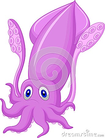 Cute squid cartoon Vector Illustration