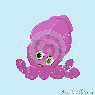 Cute squid cartoon Vector Illustration