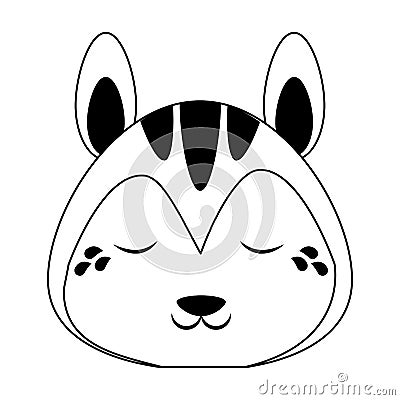 Cute squirrel animal cartoon in black and white Vector Illustration