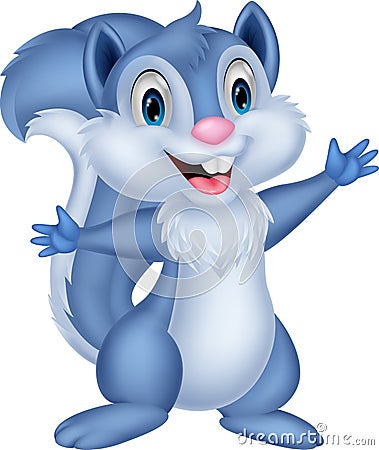 Cute squirrel cartoon waving Vector Illustration