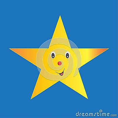 Funny star shape with eyes, nose and mouth Vector Illustration
