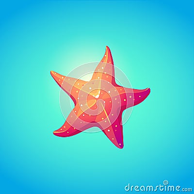 Cute Starfish in bright cartoon style. Symbol of summer vocations Vector Illustration