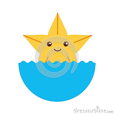 Cute starfish isolated icon Vector Illustration