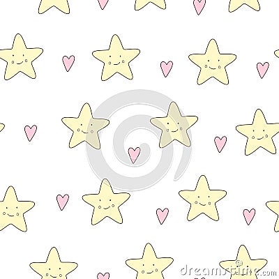 Cute starfish vector seamless background Vector Illustration