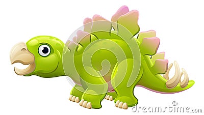 Cute Stegosaurus Cartoon Dinosaur Vector Illustration