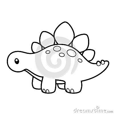 Cute Stegosaurus Coloring Page Vector Illustration on White Vector Illustration