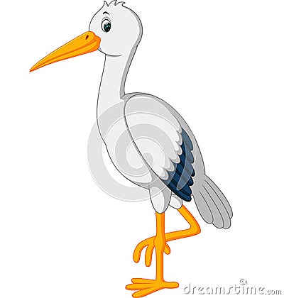 Cute stork cartoon Vector Illustration