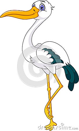 Cute stork cartoon posing Stock Photo