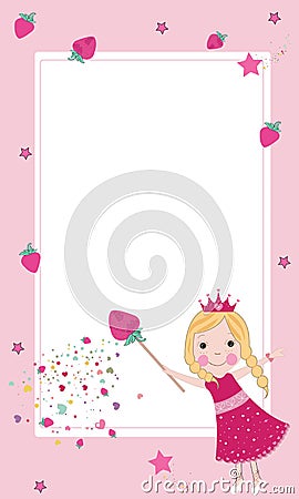 Cute strawberry fairy frame vector Vector Illustration