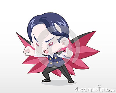 Cute Style Child in Vampire Costume Illustration Vector Illustration