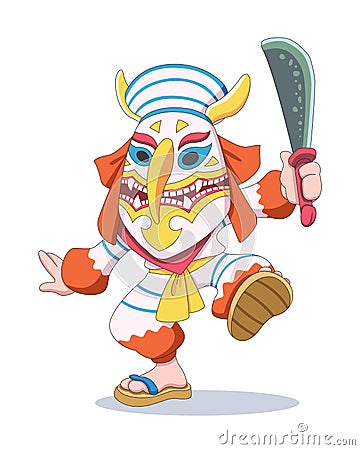 Cute style Thai cultural Phi Ta Khon cartoon illustration Vector Illustration