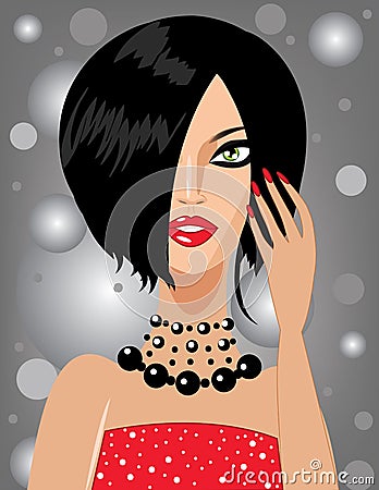 Cute stylish brunette Vector Illustration