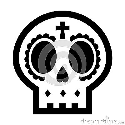 Cute sugar skull icon Vector Illustration