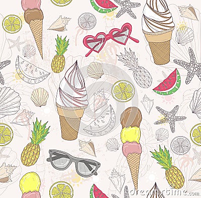 Cute summer abstract pattern Vector Illustration