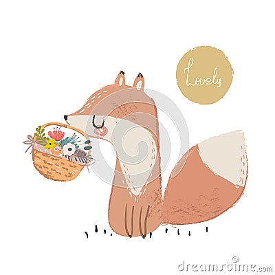 Cute summer fox Vector Illustration