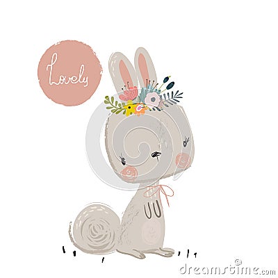 Cute summer hare Vector Illustration