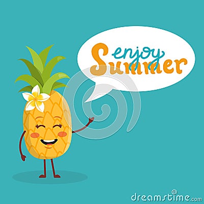 Cute summer pineapple Vector Illustration