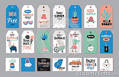 Cute Summer Scandinavian Set Vector Illustration