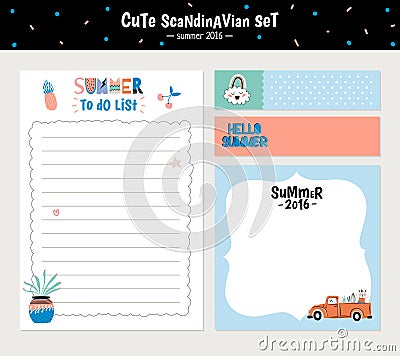 Cute Summer Scandinavian Set Vector Illustration