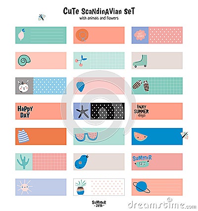 Cute Summer Scandinavian Set Vector Illustration