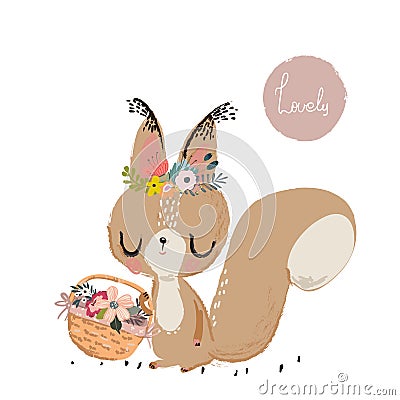 Cute summer squirrel Vector Illustration