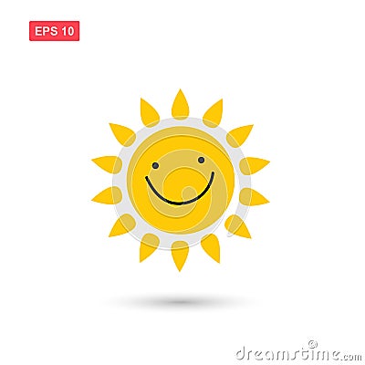 Cute sun when smile vector icon isolated Vector Illustration