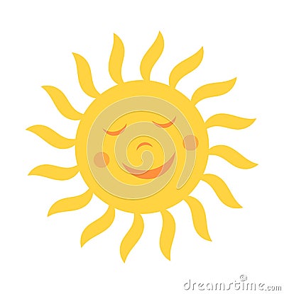 Cute sun with smile Vector Illustration