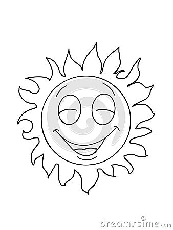 Cute sun smiling and happy illustration drawing cartoon and white background Vector Illustration