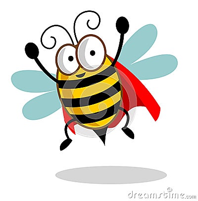 Cute super bee cartoon vector. Vector Illustration