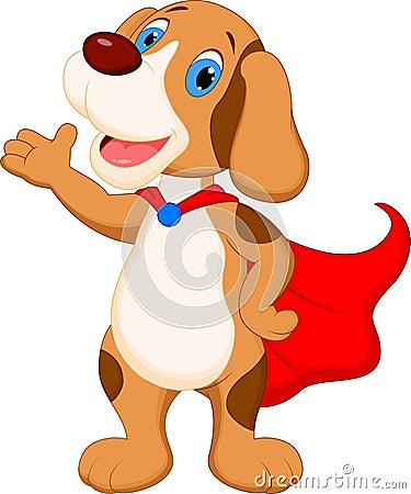 Cute super dog cartoon presenting Vector Illustration