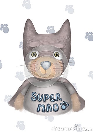 Super mao cat with super hero costume Stock Photo