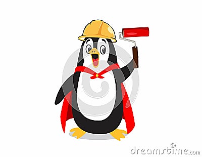 cute super penguin cartoon vector. clip art bee stock Cartoon Illustration