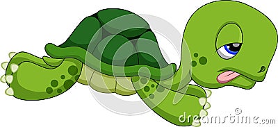 Cute super turtle cartoon running Stock Photo