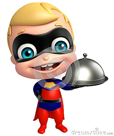 Cute superbaby with Cloche Cartoon Illustration