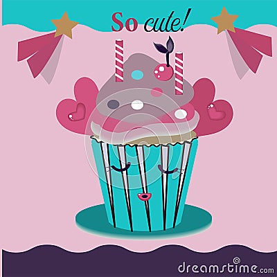 Cute and sweet cupcakes, illustration, vector, slogan Vector Illustration