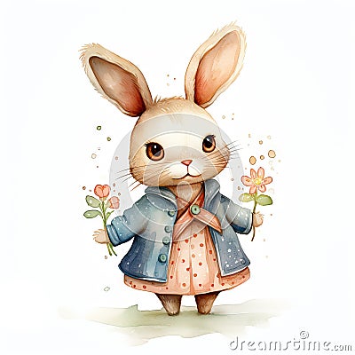 Cute and Sweet innocent face rabbit illustration Cartoon Illustration