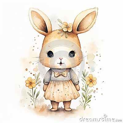 Cute and Sweet innocent face rabbit illustration Cartoon Illustration