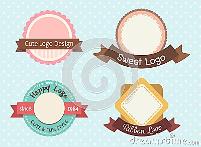 Cute and sweet pastel vintage premium logo Stock Photo