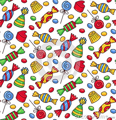 Cute sweets candy colorful seamless vector pattern Vector Illustration